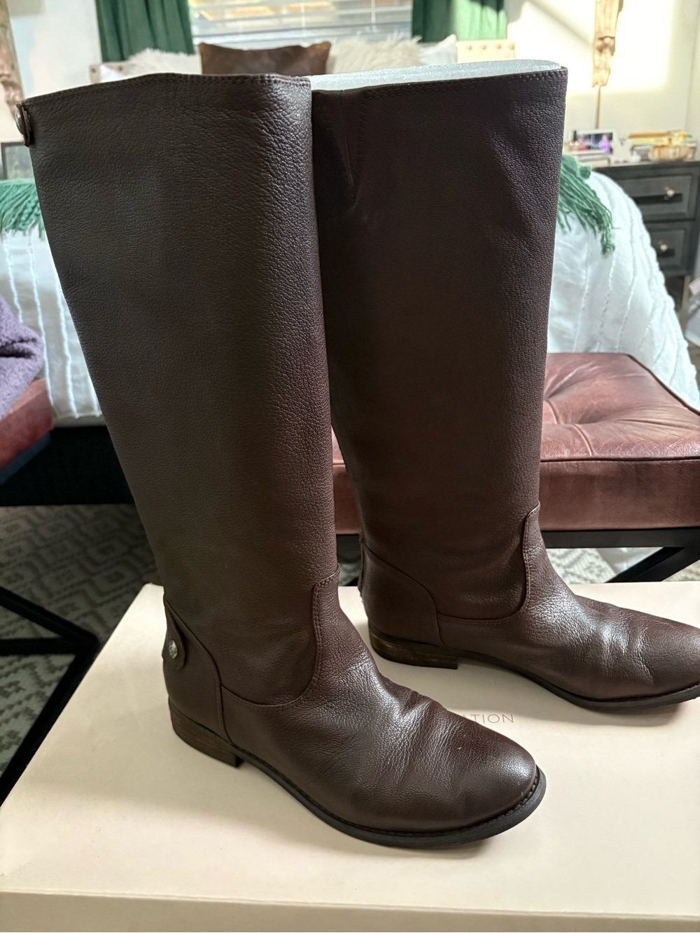 Women’s Tall Leather Riding Boots in Dark Brown